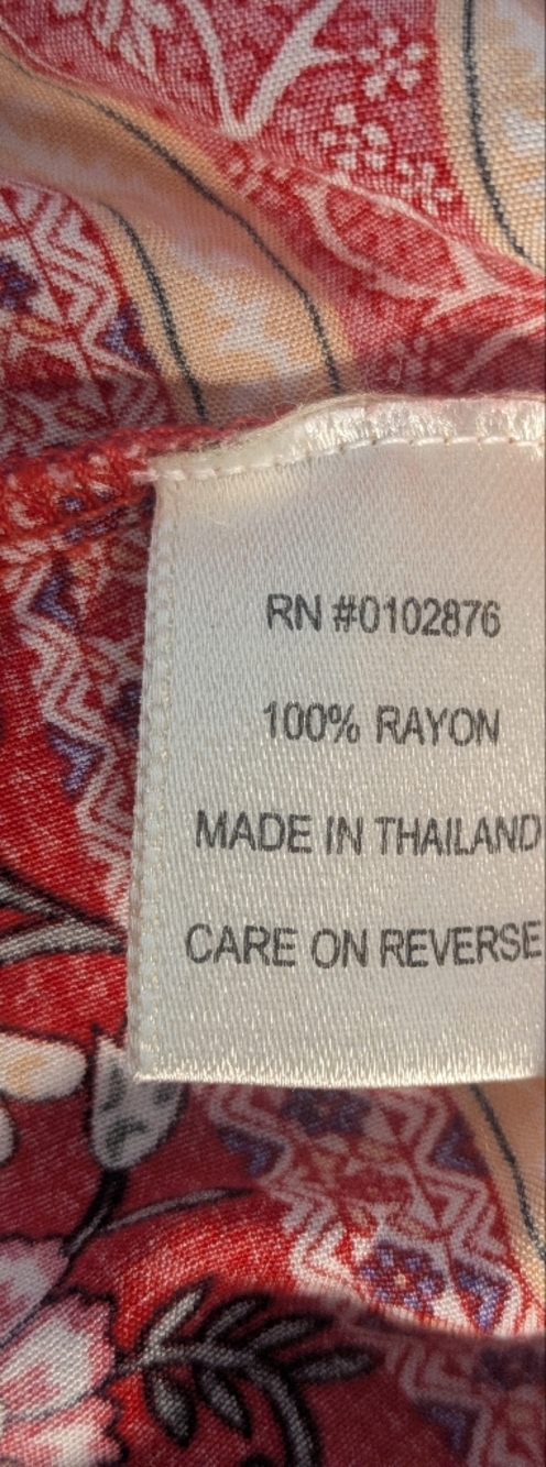 Novica Womens Red Mixed Floral Print Woven Top Blouse Bohemian Long Sleeve Sz L - Picture 8 of 11